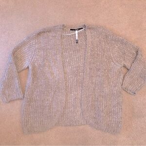 Kenzie Plush Fuzzy Cardigan Sweater Womens Size XXL Taupe Grey Open Front Roomy
